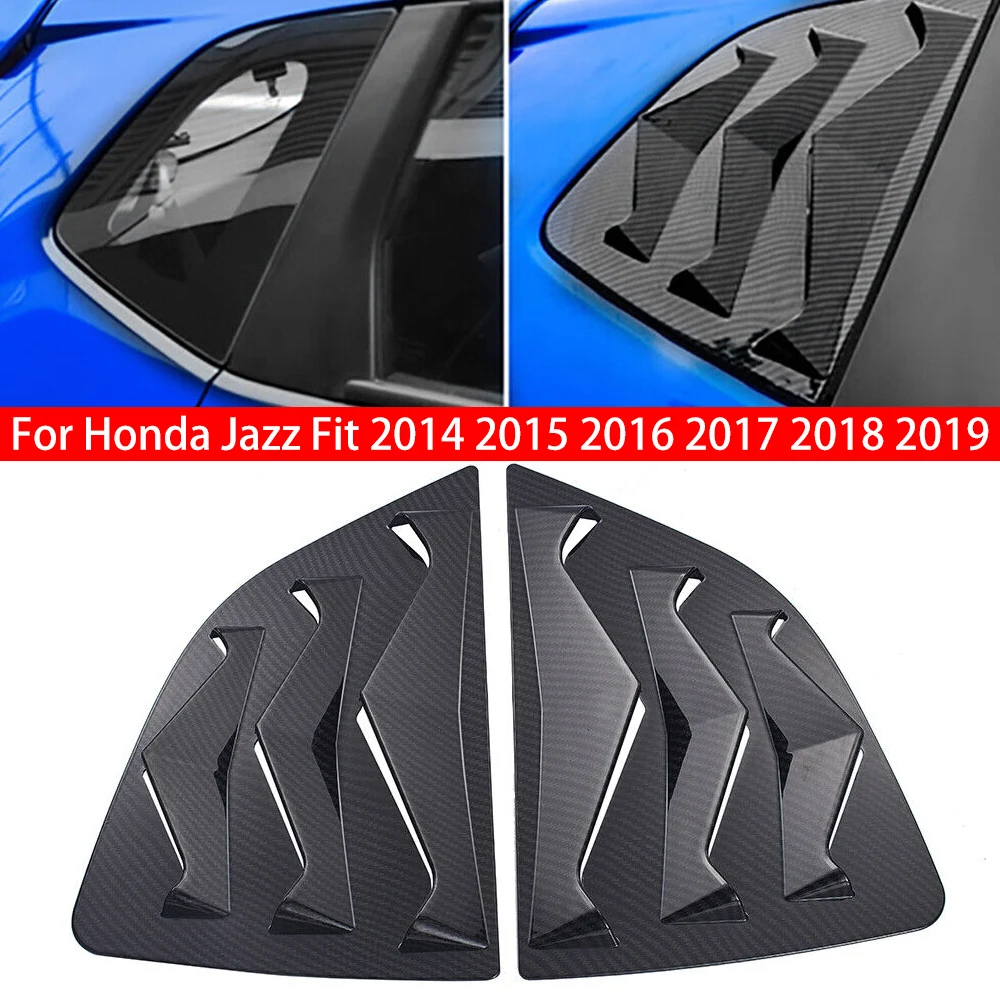 

For Honda Jazz Fit 2014-2019 Car Rear Louver Window Side Shutter Cover Trim Sticker Vent Scoop ABS Carbon Fiber Gloss Black Auto