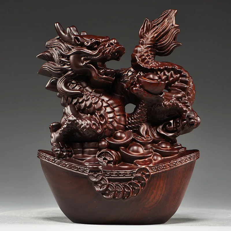 

Blackwood Carved Dragon Ornaments Solid Wood Zodiac Dragon Animal Living Room Office Home Decoration Rosewood Crafts Gifts