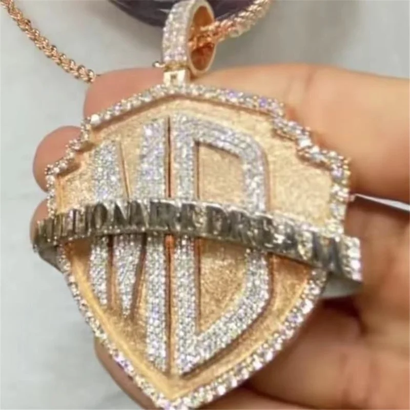 JEWE Custom Millionaire Chain Hip Hop Men's Jewelry 925 Sterling Silver Real Gold Plated Vvs Moissanite Diamonds Pendant Chain