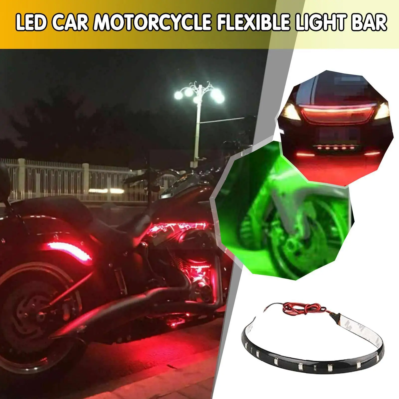 

1PCS 30CM Car Strip Light 15 LED Motorcycle Flexible Boat SMD Underbody Atmosphere Lamp Decorative Bar 3528 S9J4