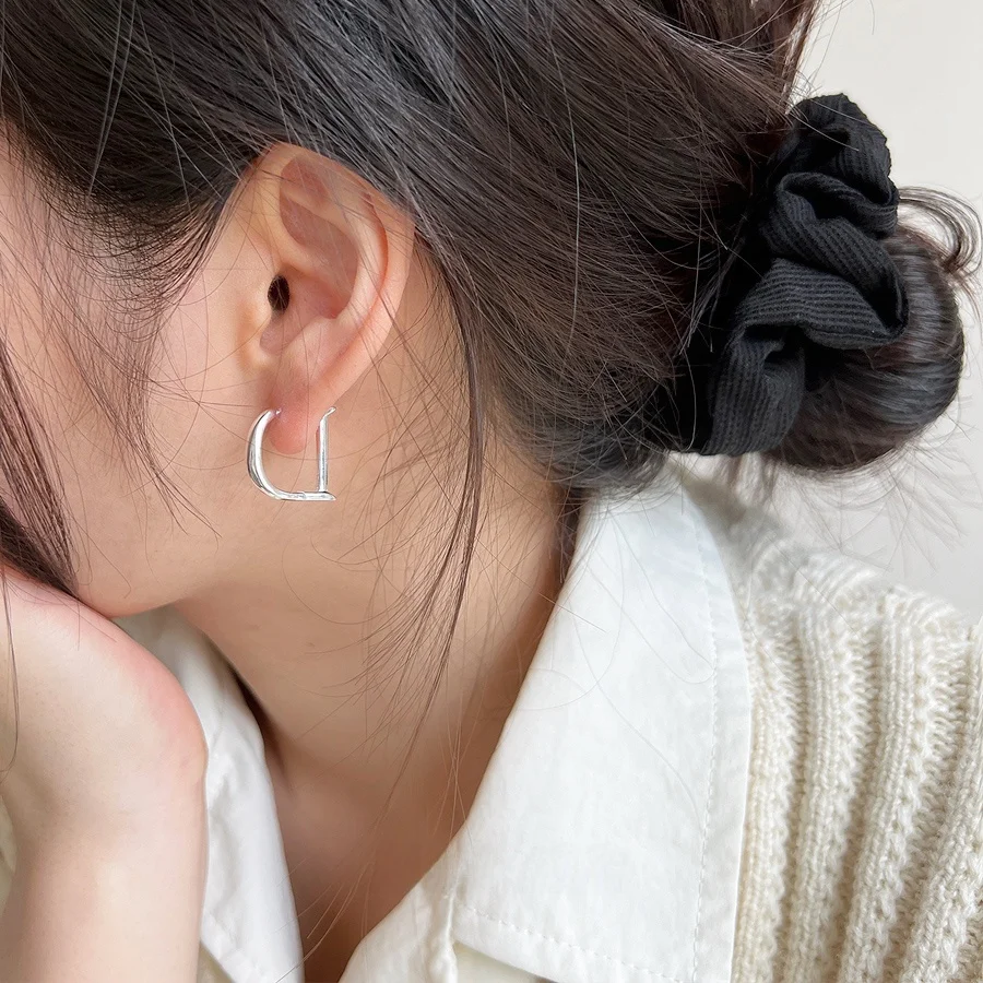 Простые серьги из стерлингового серебра 925 пробы с буквой D женские универсальные