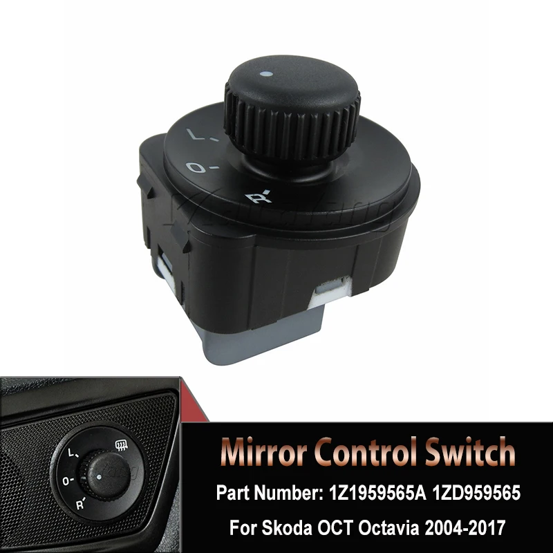 

For SKODA Octavia MK2 II 1Z Premium Quality Side Mirror Switch Control Adjust Knob 1Z0 959 565A 1ZD 959565 1Z1959565A 1ZD959 565