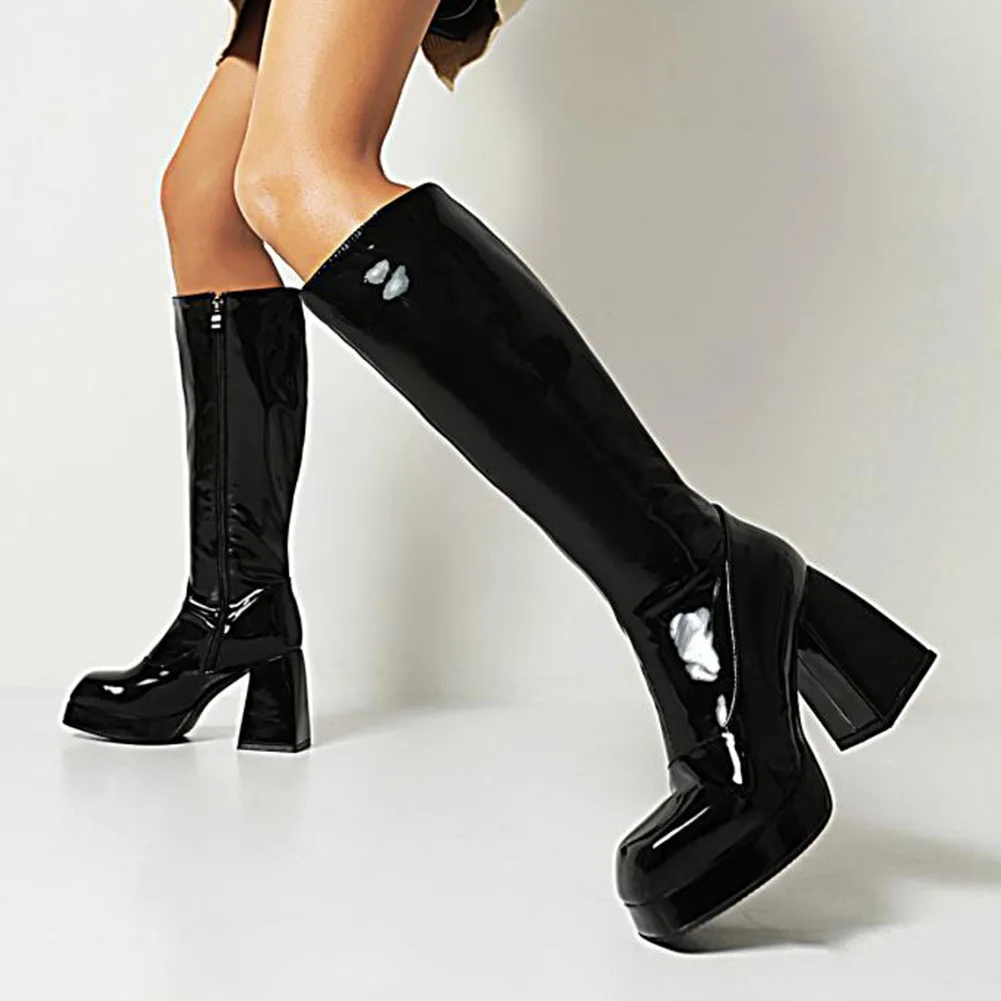 Platform Trendy Women Knee-high Boot 2022 Winter Brand New Fashion Elegant Office Lady Women Modern Boot Shoes Big Size 43