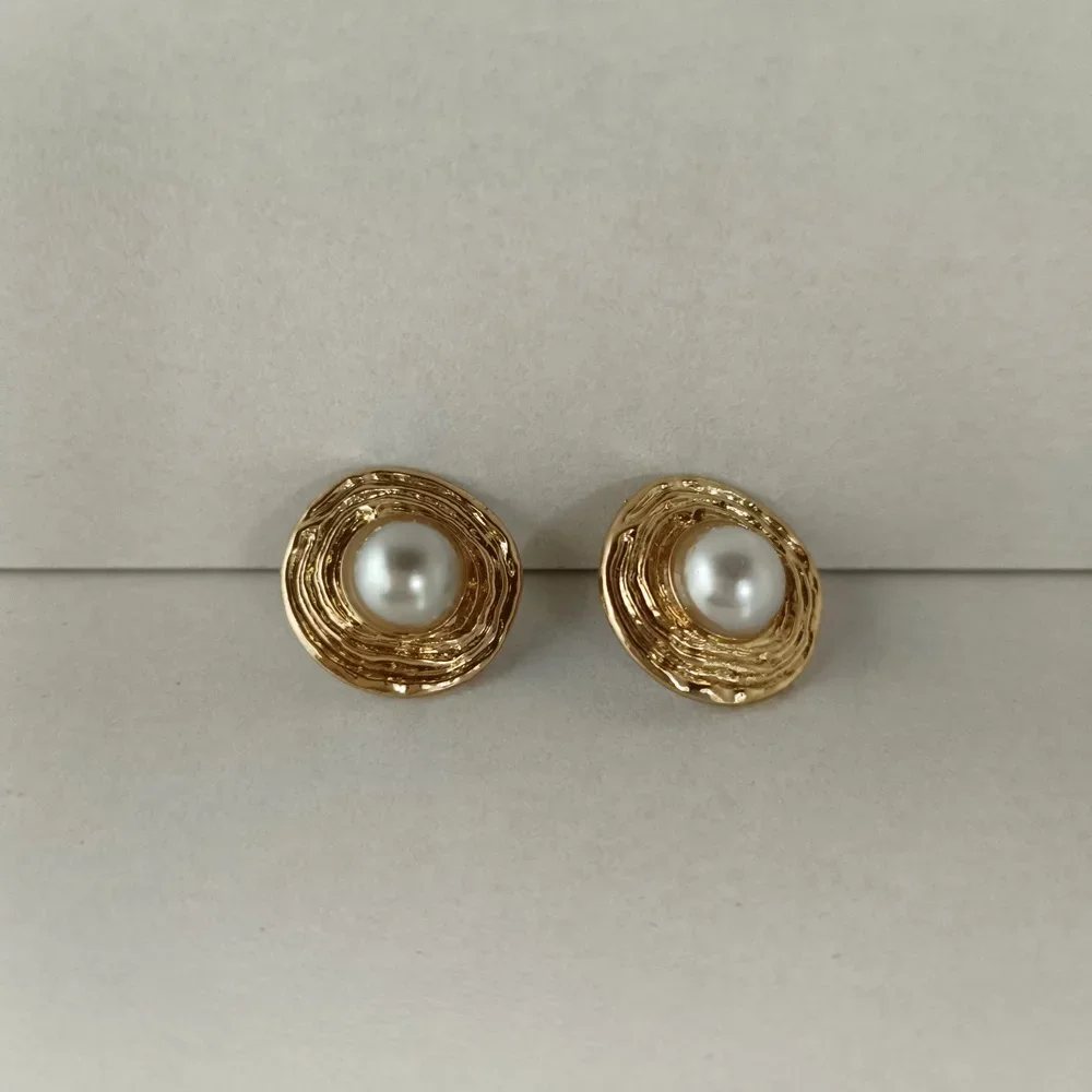 Плиссированные серьги-гвоздики с жемчугом новые ювелирные изделия Y2K модные