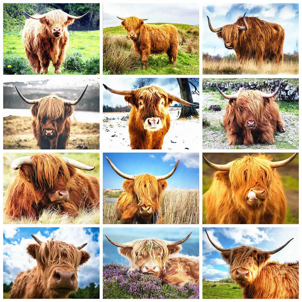 

5D Стразы Вышивка пастбище животное крупный рогатого скота алмазная живопись Набор для вышивки крестиком инкрустированная вручную искусст...