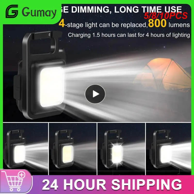 

5/8/10PCS Mini Torch Usb Charging Flashlight 4 Modes Multifunctional Lamp Travel Accessories Emergency Lamps Light Bulbs