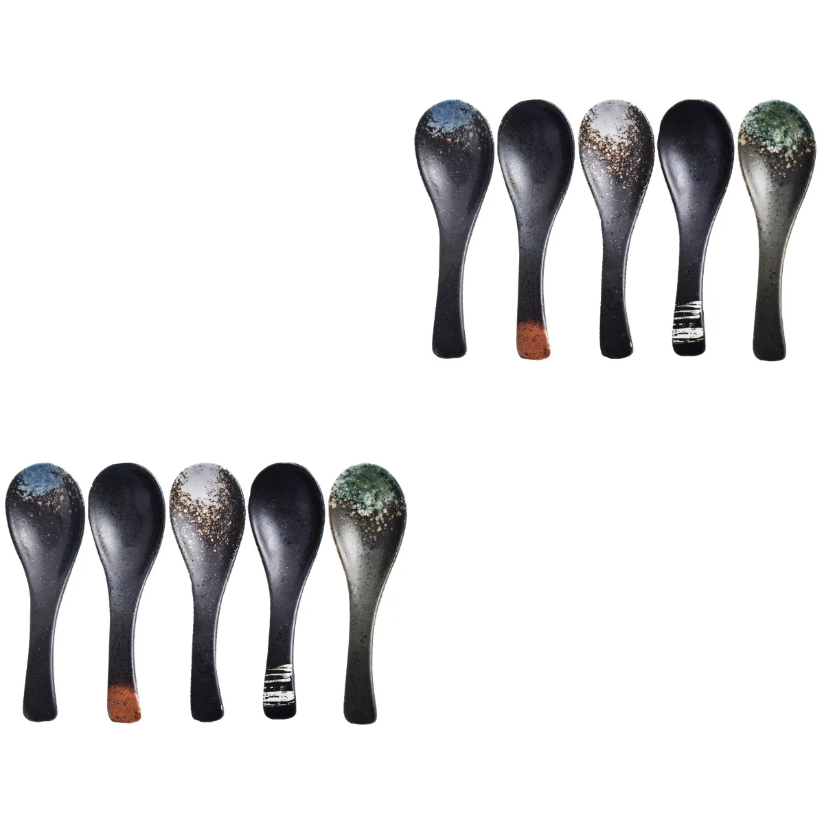 

10 Pcs Vintage Ceramic Spoon Practical Home Soup Spoon Simple Rice Eating Spoon