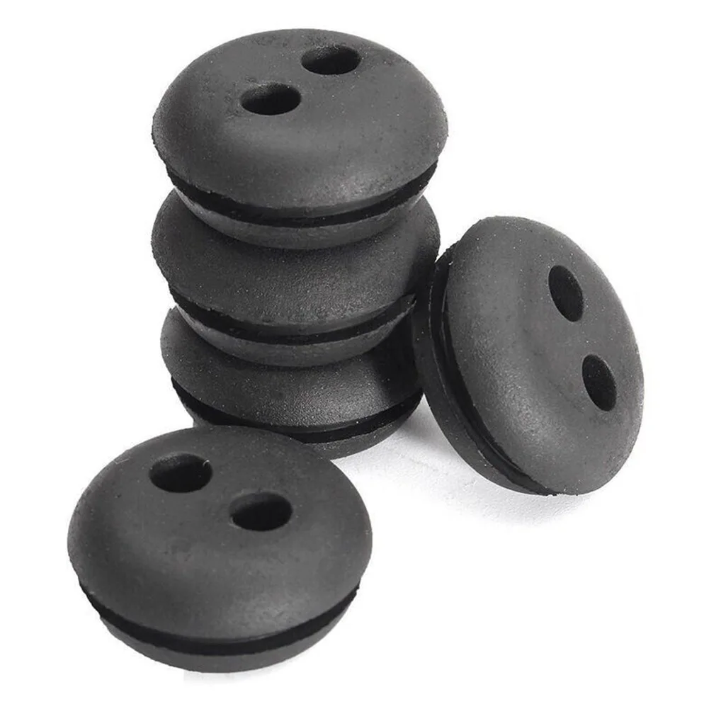 

5pcs 2-Hole Black Rubber Fuel Gas Tank Line Grommet For Home Trimmer Lawn Mower Brush Cutter Garden Power Tools Spares