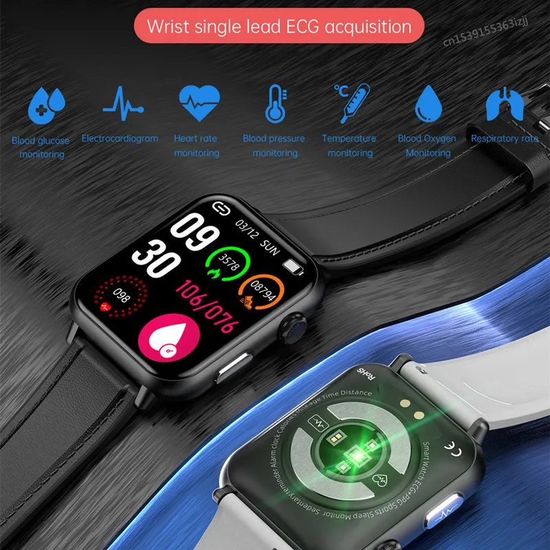 E200 Smart Watch Blood Glucose Sugar Heart Rate Monitoring ECG Fitness Tracker Sports Bracelet Men Women Smartwatch