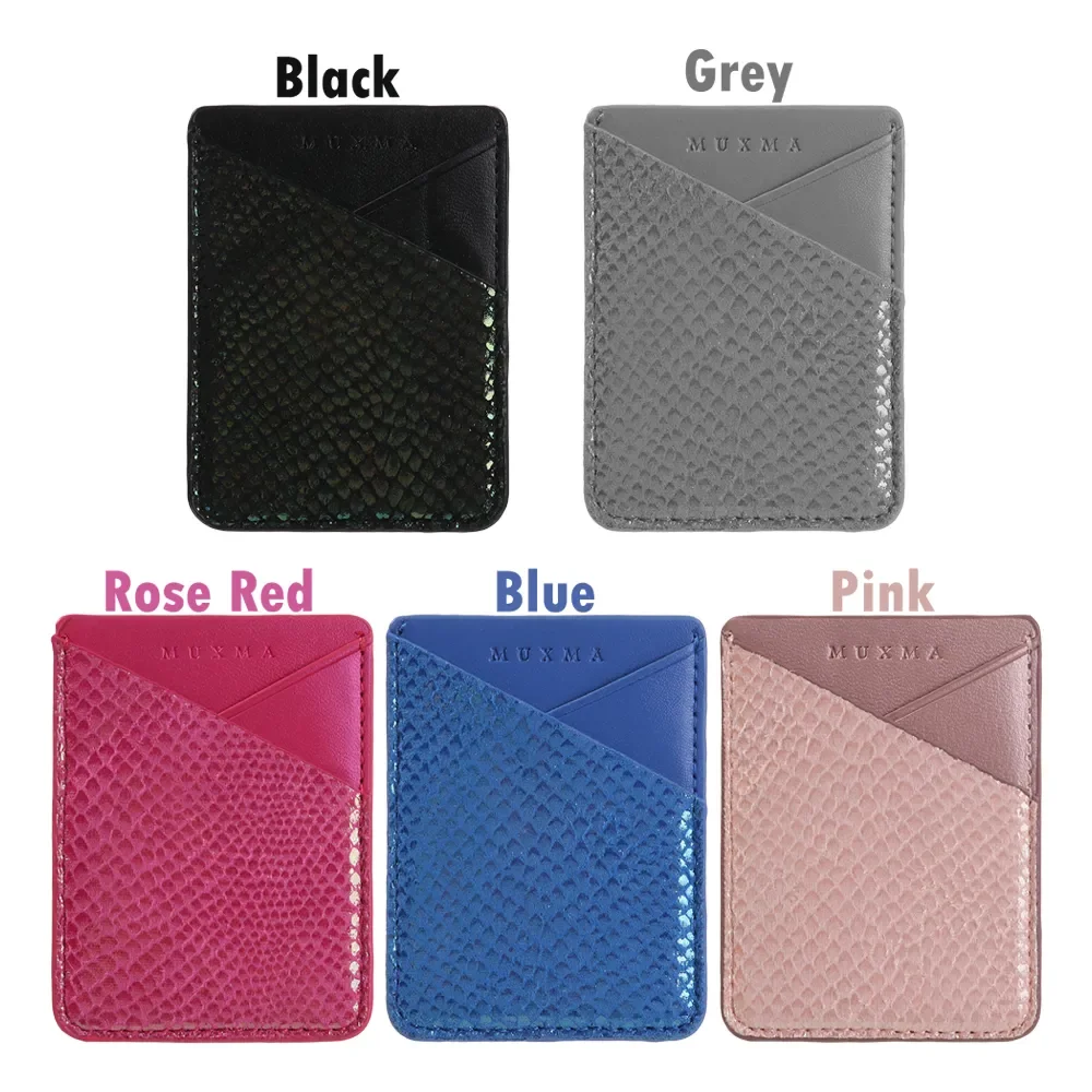 New Adhesive Sticker Back Solid Phone Card Holder Stick On Leather Mini Secure Double-deck Universal Inserting Case Pocket