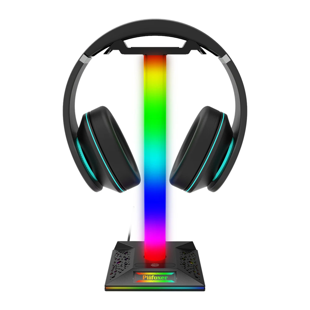 

Подставка для наушников игровая с 2 USB-портами и держателем для телефона