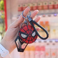 takara tomy cartoon spiderman mens point drill keychain creative leather rope bag pendant fashion keychain creative couple gift