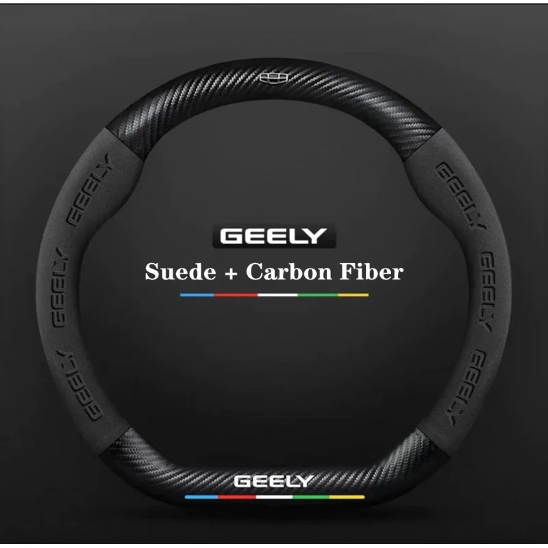 

Car Accessories Carbon Fiber Interior Steering Wheel Cover 38cm for Geely Atlas Coolray Emgrand X7 EX7 GC9 MK GS GL Nl3 Boyue Tu