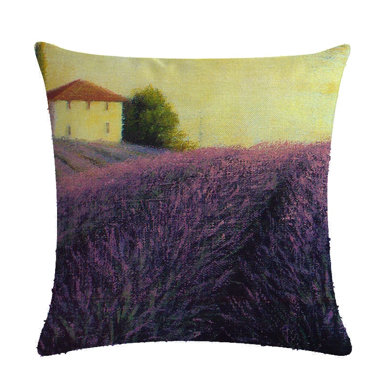 45*45CM Personalized France purple  Provence Lavender Cushion Covers  Gifts  Linen Baby Birth Gifts Throw Pillow CoverZY01 images - 6