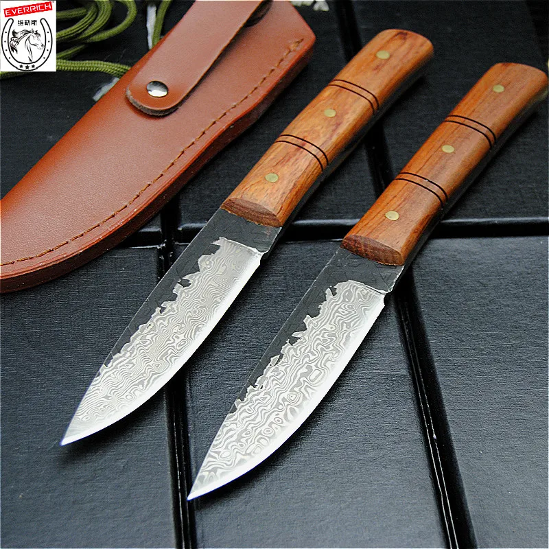

Японский бамбуковый ручной Кованый Стальной прямой нож DEHONG для охоты на природе Тактический прямой нож для кемпинга + кобура