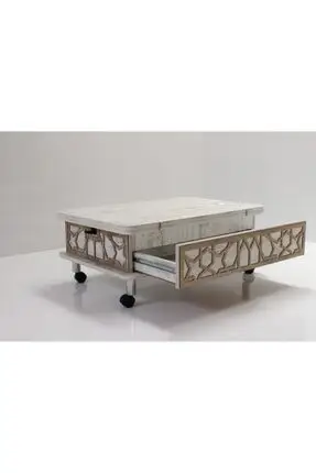 

Modern lux Smart Magic Coffee table 3 Kadameli Drawers With Wheels for Antique White coffe table