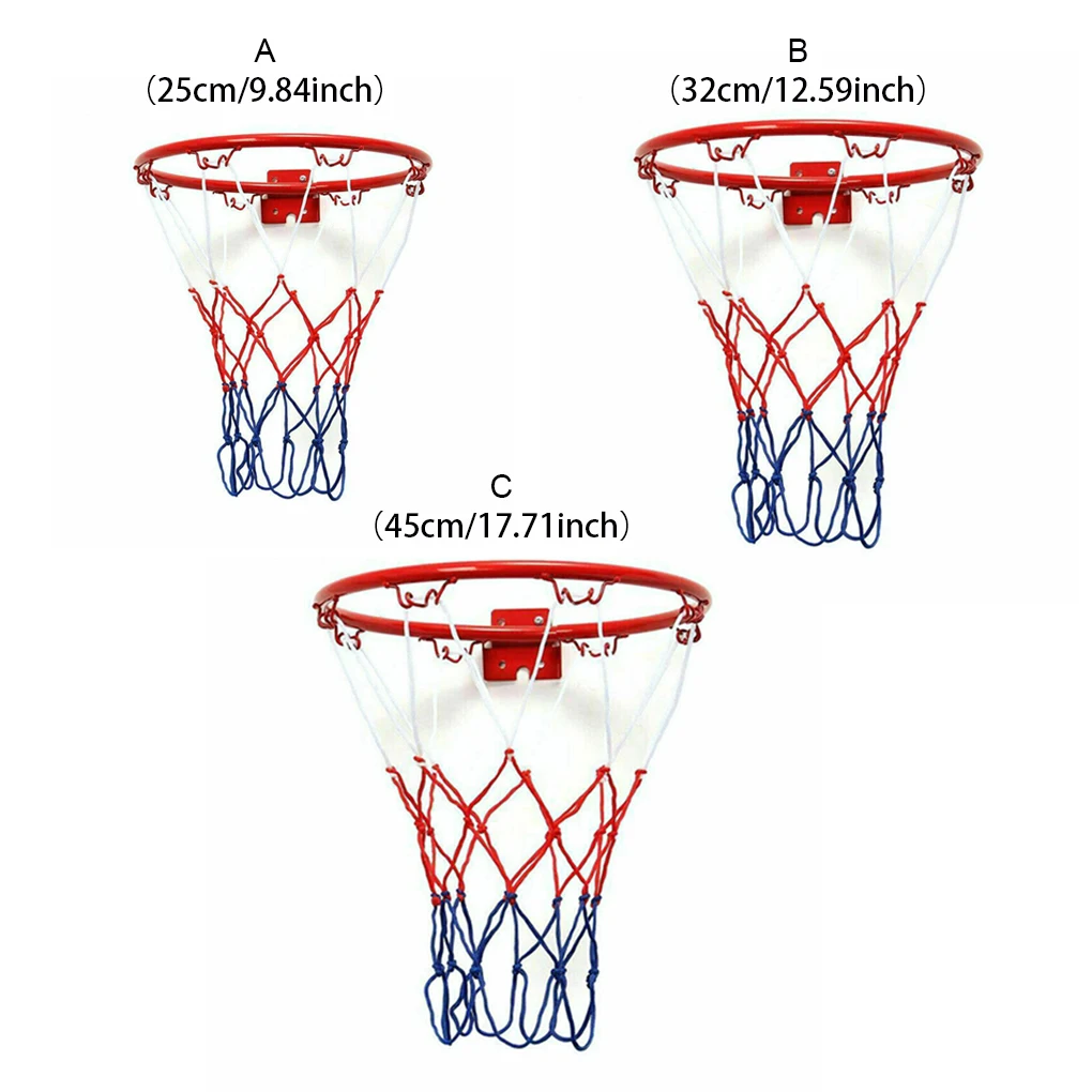 

Boys Girls Basketball Hoop Weatherproof Rim Garage Kindergarten Wall-mounted Net Accessories with 8 Mounting Screws 32cm