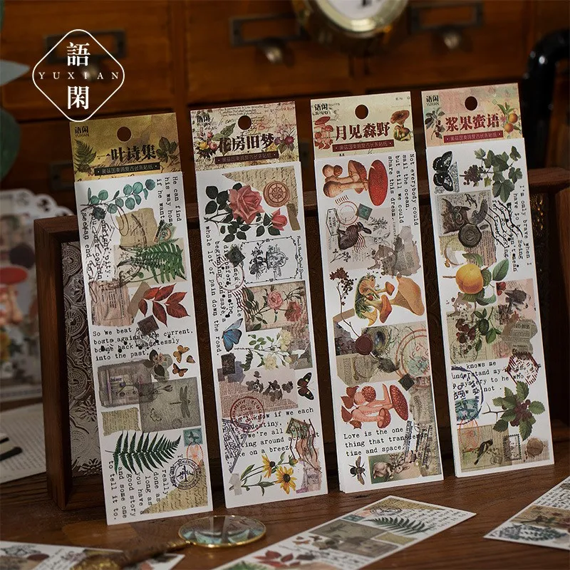 

4 Sheets Butterfly Mushroom Flower Stickers Botanical Stickers for Scrapbook Journaling DIY
