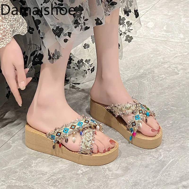 

slippers Yunnan Water Splashing Festival 2023 Ethnic Style Slippers Female Summer Wear Yunnan Dai Sanya Seaside Beach Slippers