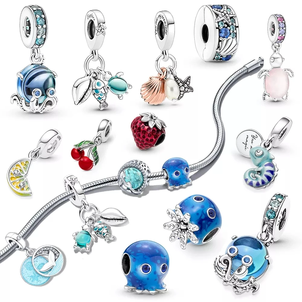 

The latest marine collection charm 925 silver beads. For panduoral bracelet necklace pendant octopus pendant DIY jewelry ladies