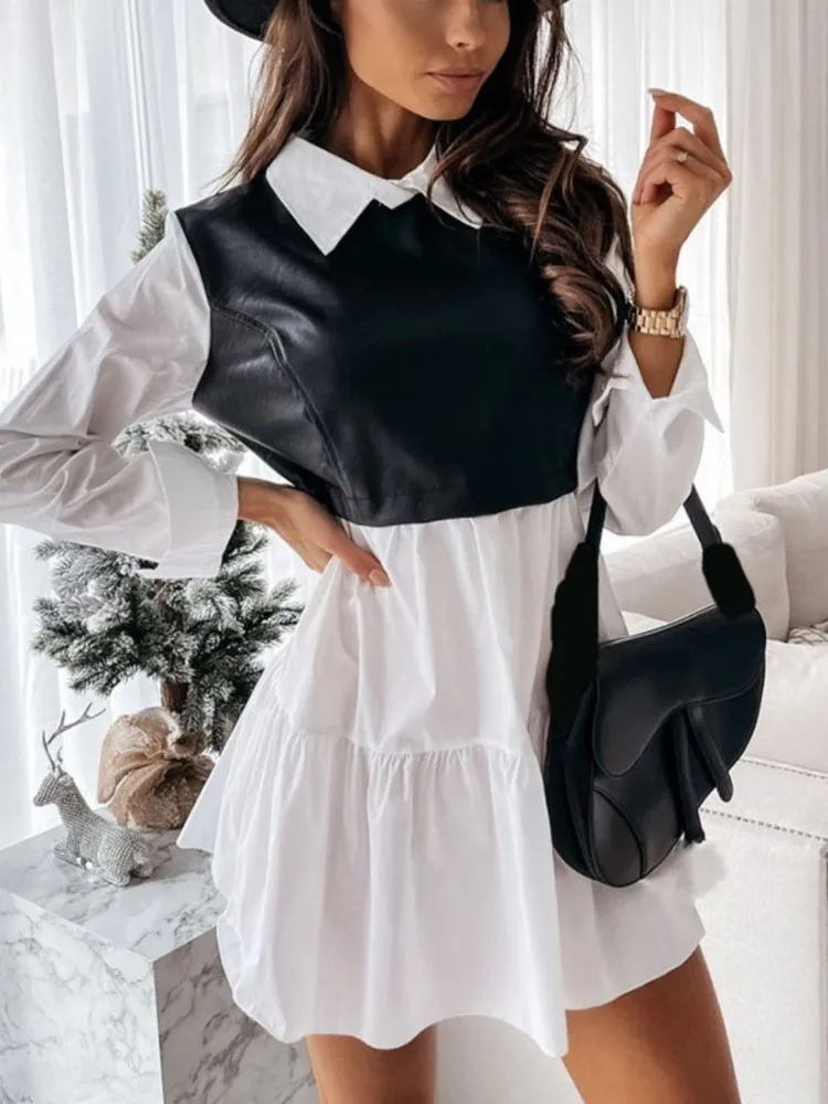 Женское патчворк платье полиэстер