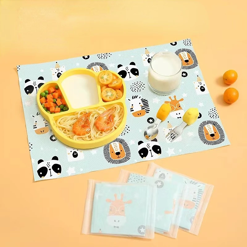 

10pcs/Pack of Children Baby Septum Septum Table Mat Cloth Anti-absorbent Oil No-wash Individually Wrapped Disposable Placemat