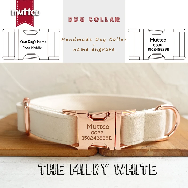 

Уникальный собачий ошейник MUTTCO, молочно-белый удобный поводок для прогулок, аксессуары для маленьких, средних и больших собак, 5 размеров, UDC144M