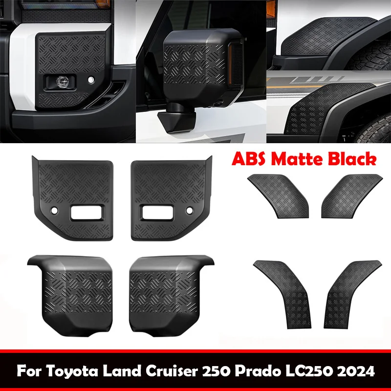 

Для Toyota Land Cruiser 250 Prado LC250 2024 2025 ABS матовый черный Передняя задняя пластина колеса Передняя противотуманная фара Крышка зеркала заднего вида