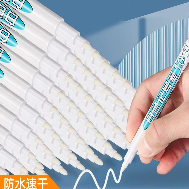 6/3pcs White Marker Pens Waterproof Quick Drying Oil Permane