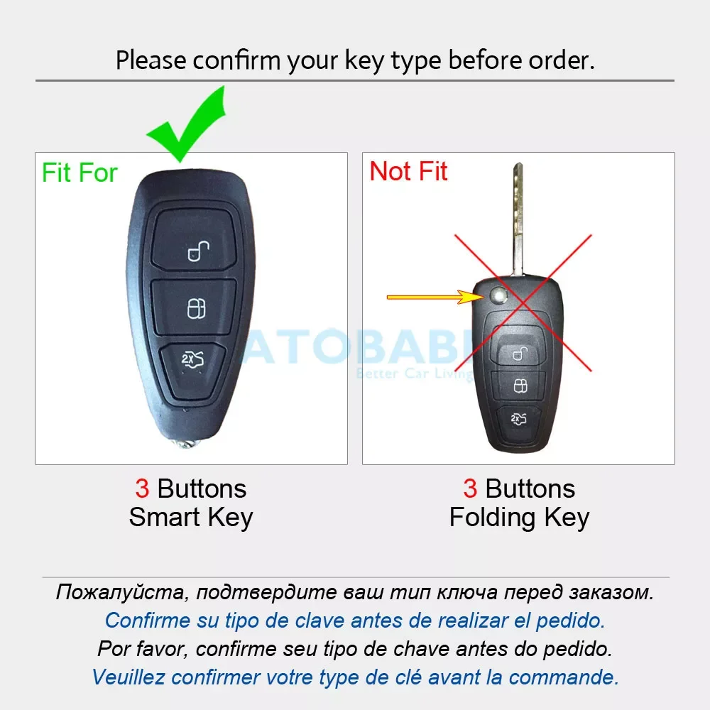 

Interior Mouldings Car Key Case 3 Buttons Smart Remote Control Fobs Protector Cover Skin For Ford Focus Fiesta 2018 2019 C-Max