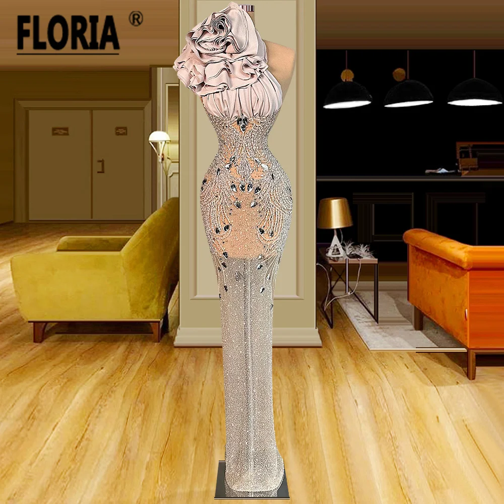 

Arabic Aso Abi Woman Evening Dresses Crystal Rhinestones Ruffled Mermaid Special Occasion Gowns Celebrity Party Dress فستان 2023