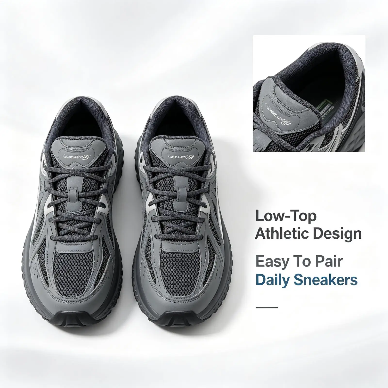 Фото Мужские кроссовки Skechers GO RUN с дышащей сеткой, противоскользящей подошвой и пеной с эффектом памяти, легкие и удобные, цвет угольно-серый 232742-CCGY №3
