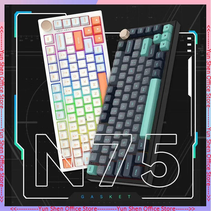 

Vgn N75 Pro Keyboard 82 Keys Tri-mode Bluetooth Wireless 2.4g For Gaming Office Birthday Gift