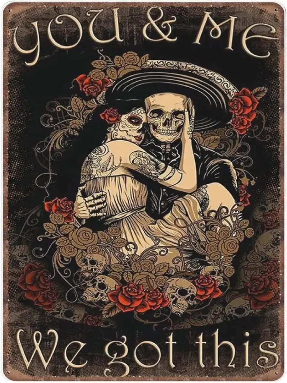 Вы и я получили эти жестяные знаки, постер с изображением сахарного черепа для пары, Декор для дома для супруги, мужа и жены, подарок на день Святого Валентина, винтажный постер