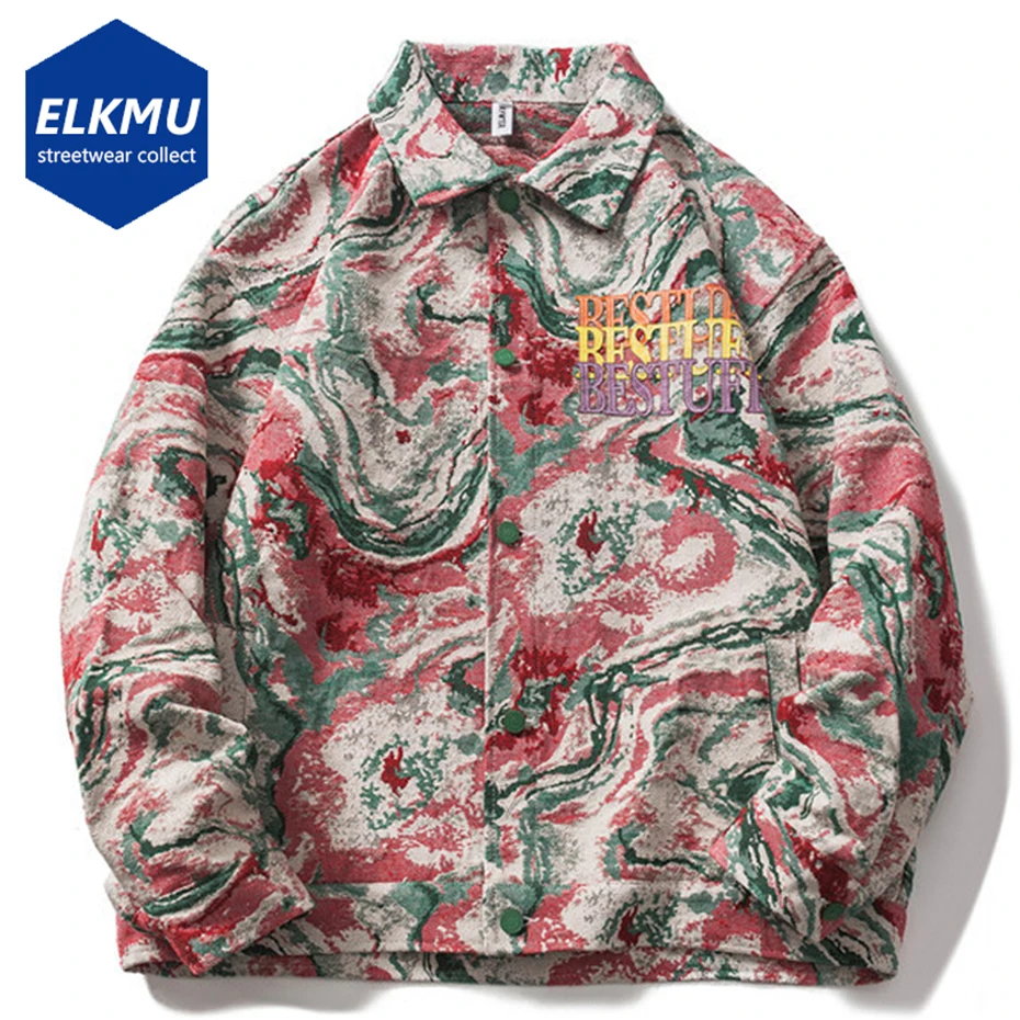 

Fashion Jacket for Men Oversized Hip Hop Jackets Colorful Loose Streetwear Harajuku Knitted Jacket for Male 2022 New