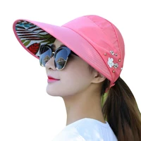 40hotsummer women anti uv foldable sun visor cap wide brim breathable outdoor hat