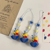 blue love winnie the pooh short key chain phone chain phone case decorative pendant bag cute key chain pendant