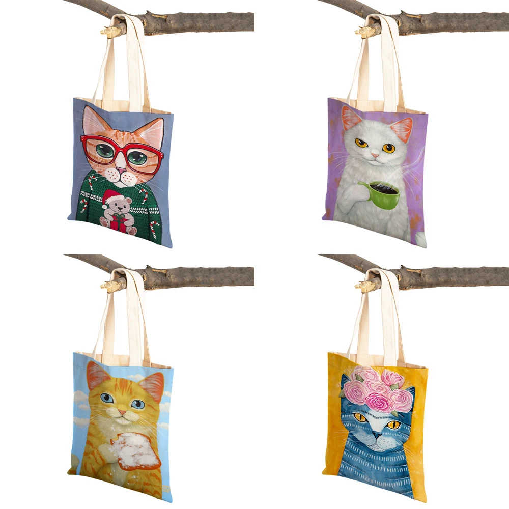 Модная мультяшная кофейная женская сумка-тоут складная холщовая многоразовая с