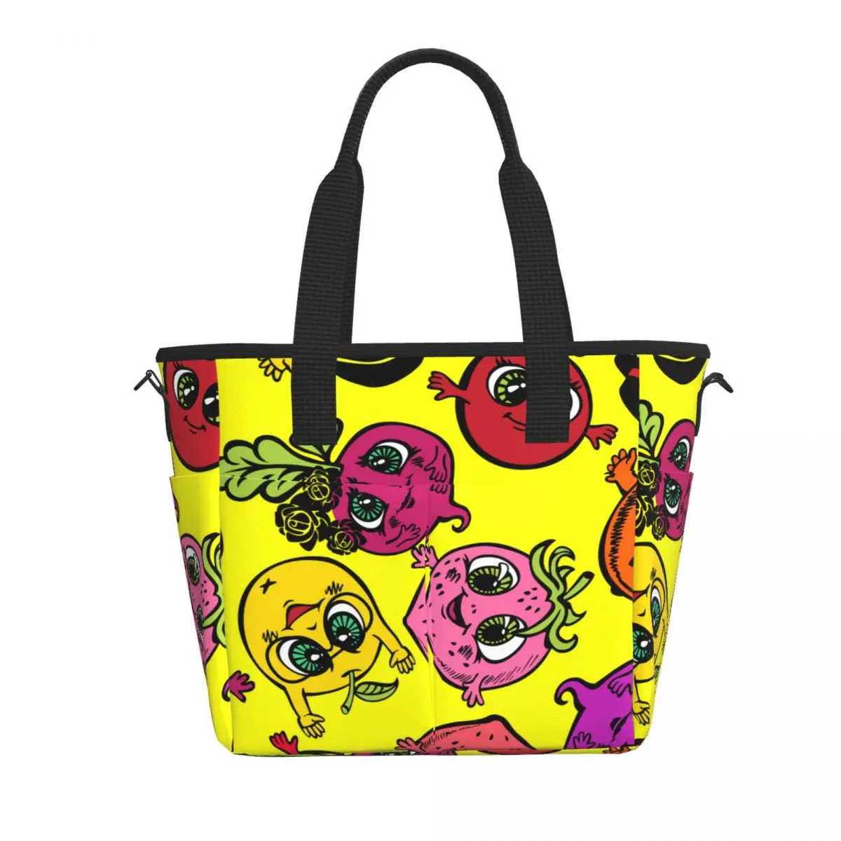 

Travel Insulated Lunch Bag Cartoon Fruits Print Large Capacity Food Case for Picnic