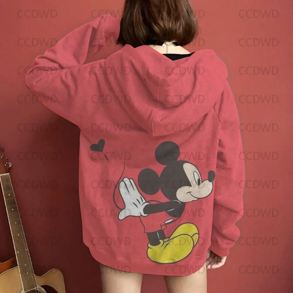 

Модный свитшот с Микки Маусом куртки толстовки Женская винтажная кавайная одежда толстовки с капюшоном Топ с длинным рукавом женская одежда Disney