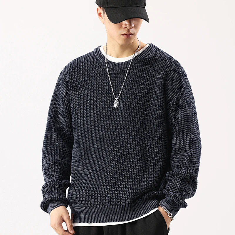 High-Quality Korean Fashion Knitted Sweater Men Pullovers Men Autumn Solid Color Wool Sweaters Men Street Wear Mens Clothes