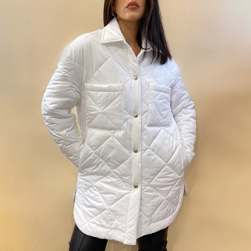 Winter Down Coat Vintage Green Pink Parka 2022 Spring Women Oversize Casual Lapel Warm Loose Long Cotton Jacket Outwear Female