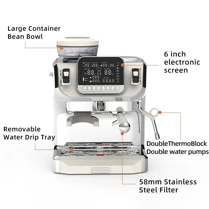 Оригинальный новый! YUN YIProfesional Barista Smart Coffee Makers Du·al Boi·lerg Grin·ding Expre·ss