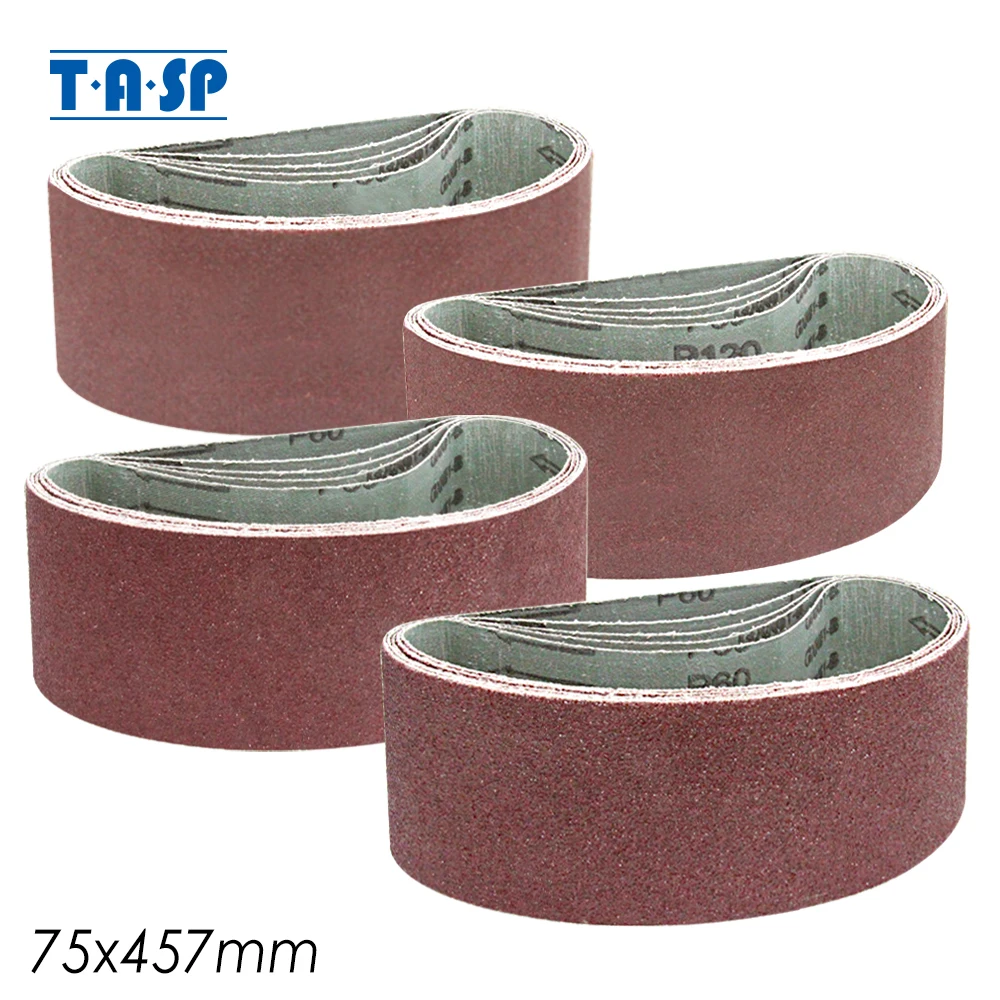 TASP 20pcs 75 x 457mm Sanding Belts Metal Polishing Abrasive Bands Tools Grit 60~240 Aluminium Oxide Sandpaper for 3