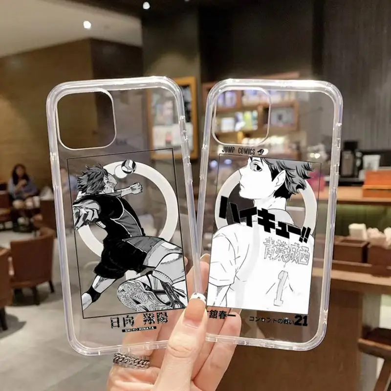 

Haikyuu High school Volleyball anime Phone Case Transparent Magsafe Magnetic Magnet For iPhone 13 12 11 Pro Max Mini