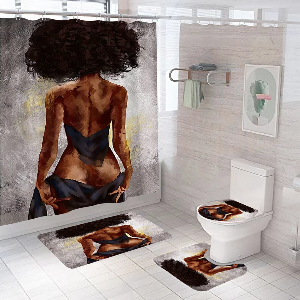 

Женская задняя фотография в ванной комнате с ковриками включает Нескользящие коврики крышка унитаза и коврик для ванной с крючками