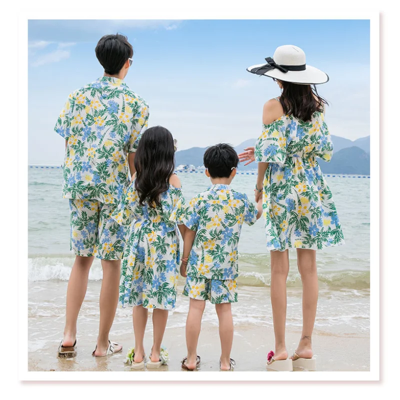 Парная семейная Одинаковая одежда для отпуска платье с открытыми плечами мамы и