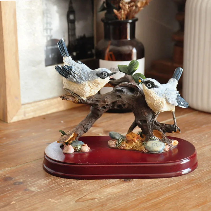 

Resin Couple Bird Figurines Home Decor Hummingbird Ornament Crafts Decoration Animal Figurine Wedding Decor Gift