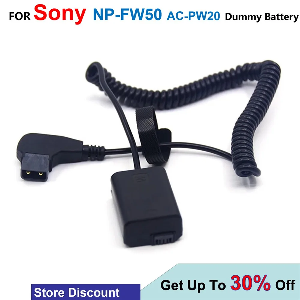 

D-TAP DTap To AC-PW20 DC Coupler NP-FW50 Fake Battery For Sony A7R SLT A65 A77 A6000 A6300 A6500 A7000 NEX5 NEX6 NEX7 ZV-E10