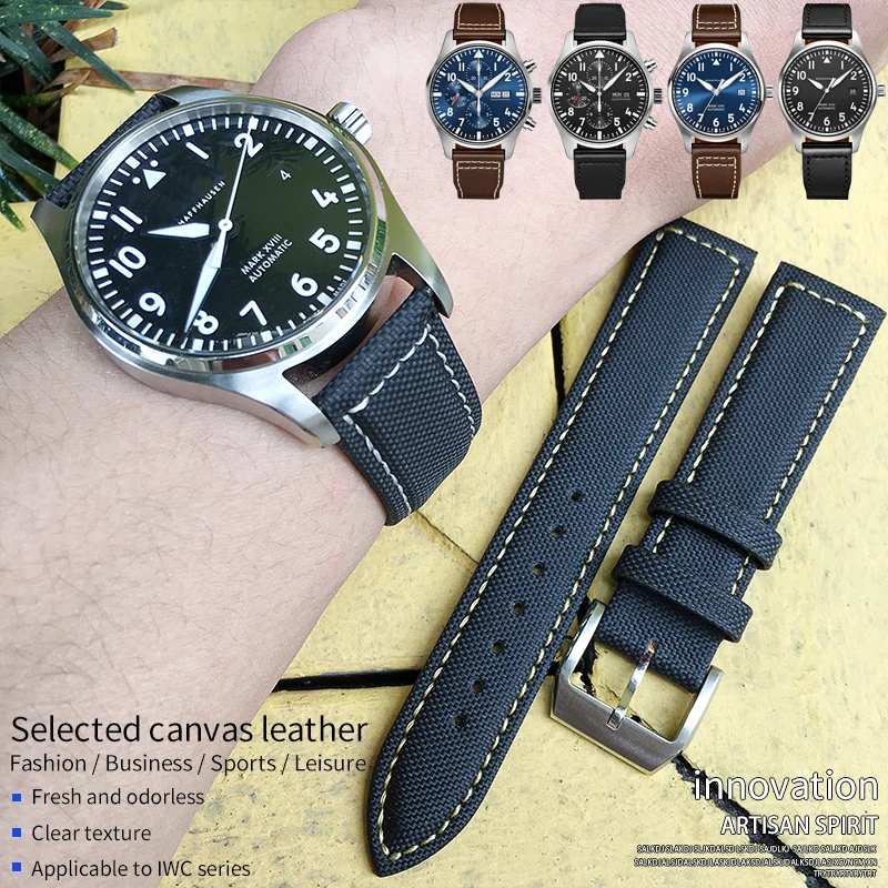 

Ремешок из нейлоновой ткани для наручных часов, черный браслет для IWC Mark LE Маленький принц, пилот, повязка, аксессуары для часов, 20 мм, 21 мм, 22 м...